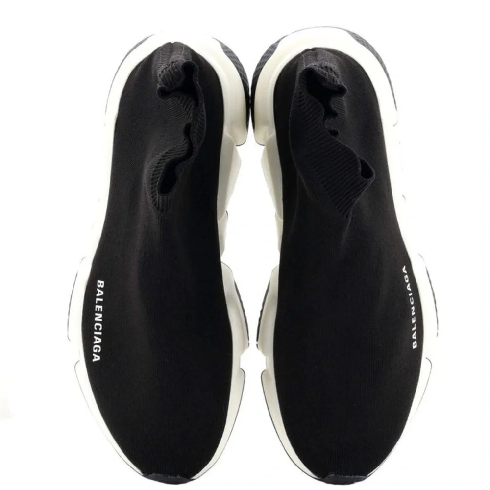 Balenciaga 2.0 Black and White Speed Sock Sneakers Size 39 l US 9 - Picture 3 of 15